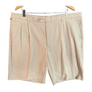 NWT Silk Tommy Bahama Flying Fishbone Shorts Khaki Flat Front Mens Size 42